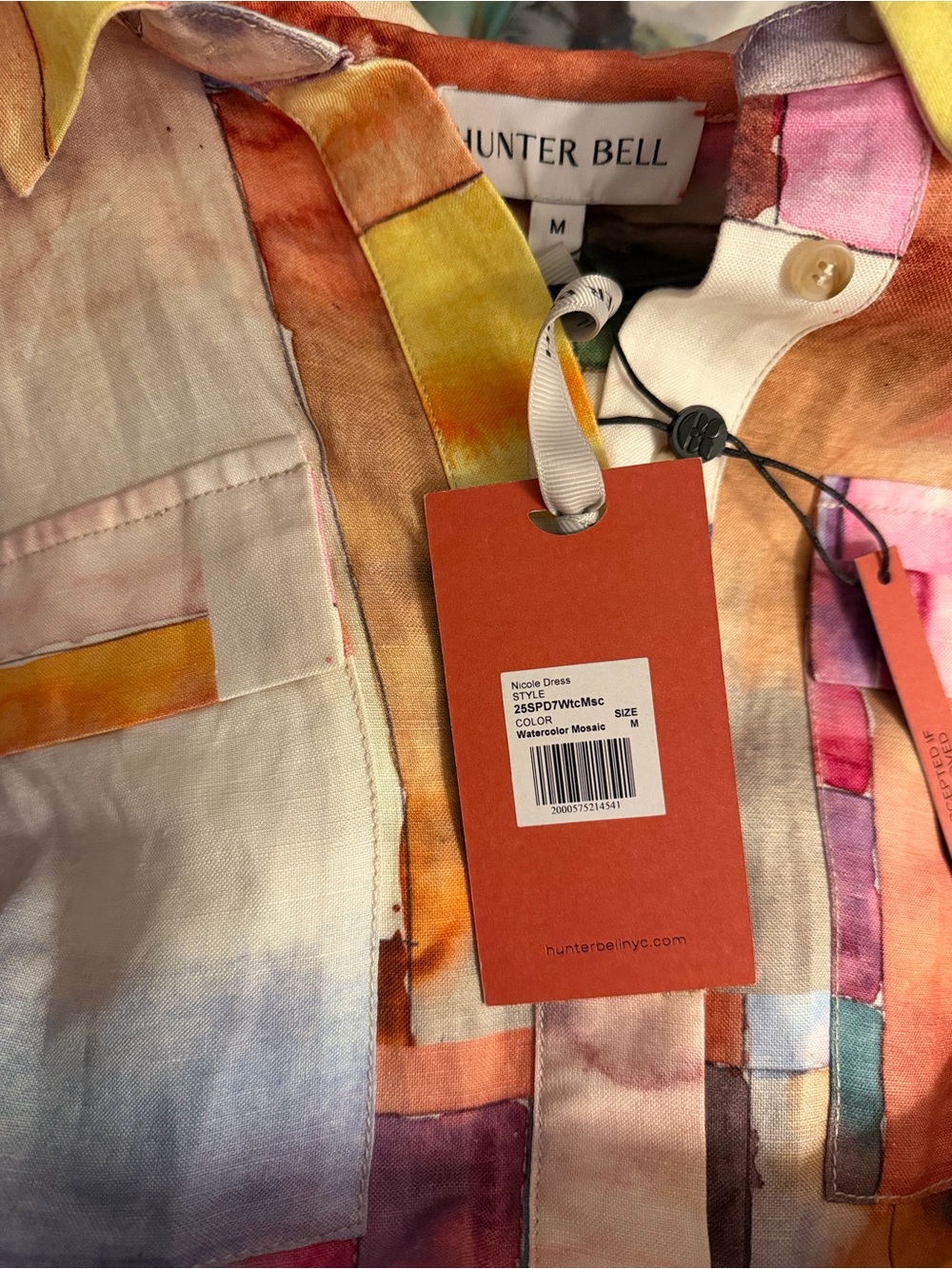 HUNTER BELL Nicole Watercolor Mosaic Shirt Dress NWT - Picture 5 of 5